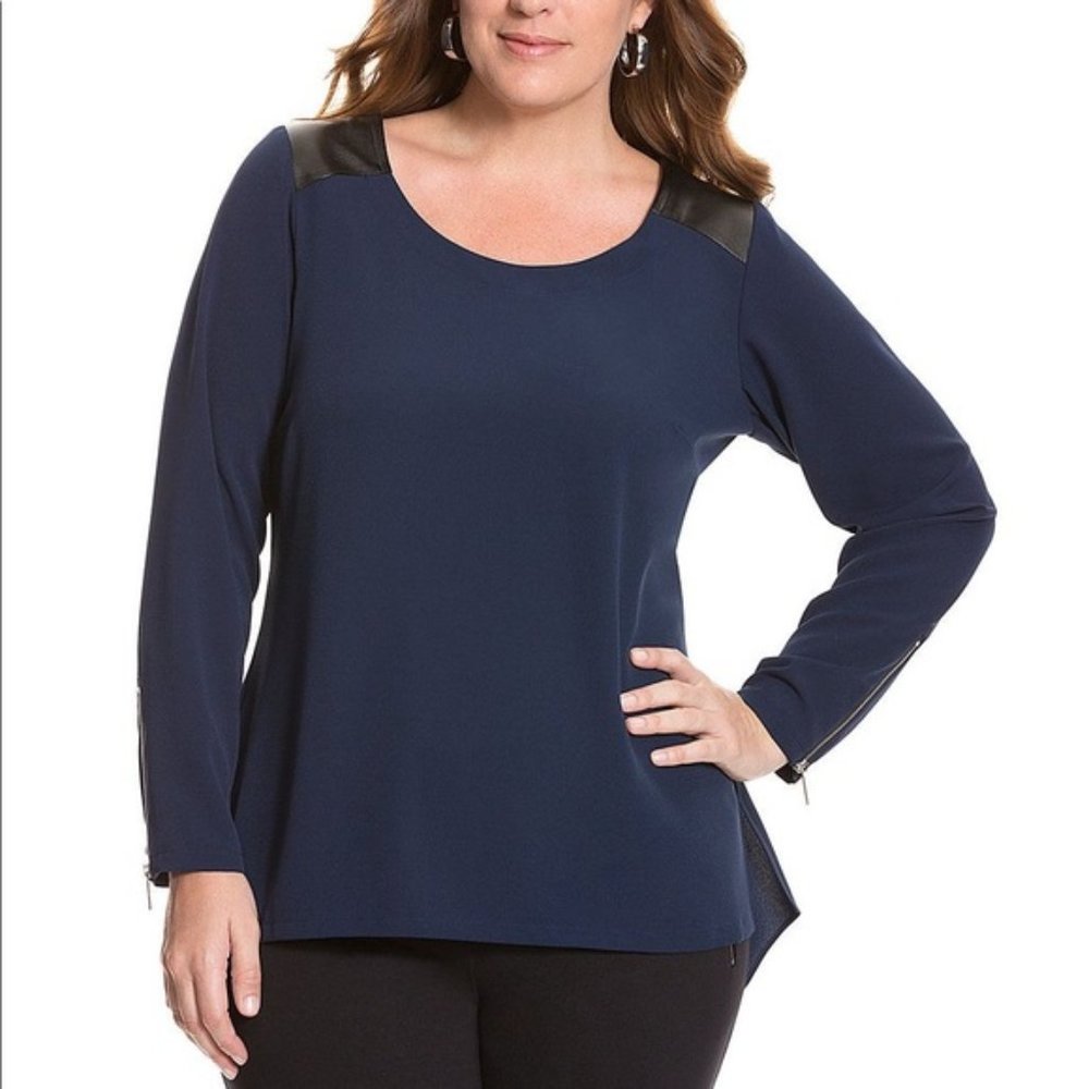 Lane Bryant Hi/Low Tunic W/Faux Leather Detail Size 24